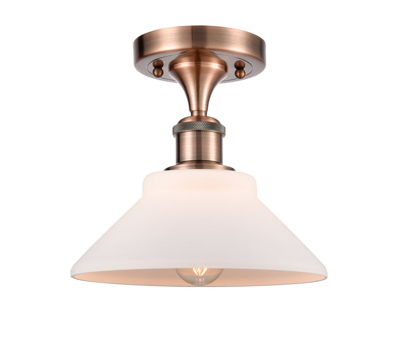 Innovations 516-1C-AC-G131 One Light Semi-Flush Mount, Antique Copper