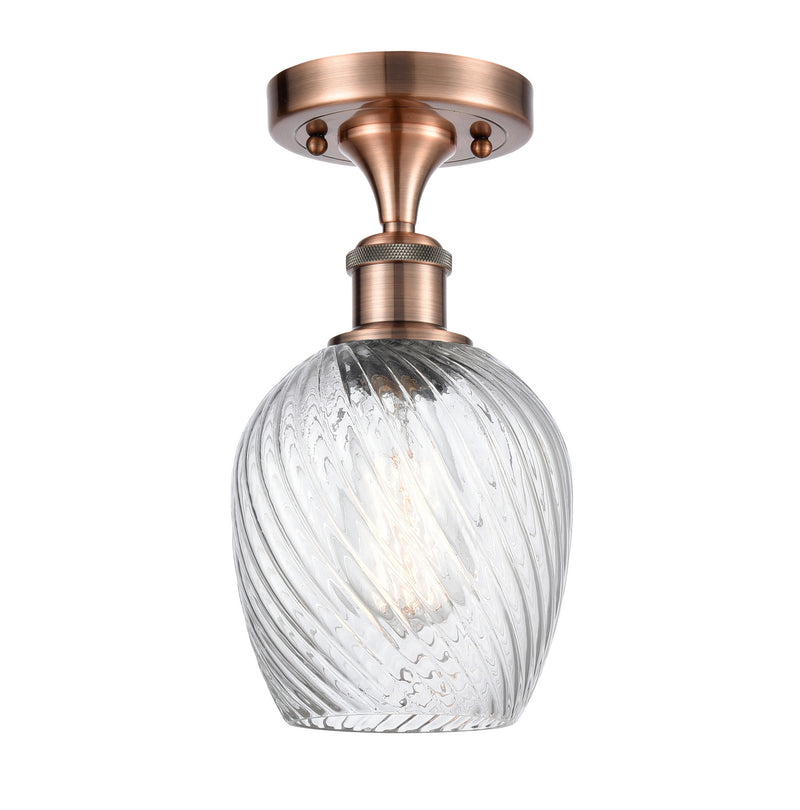 Innovations 516-1C-AC-G292 One Light Semi-Flush Mount, Antique Copper