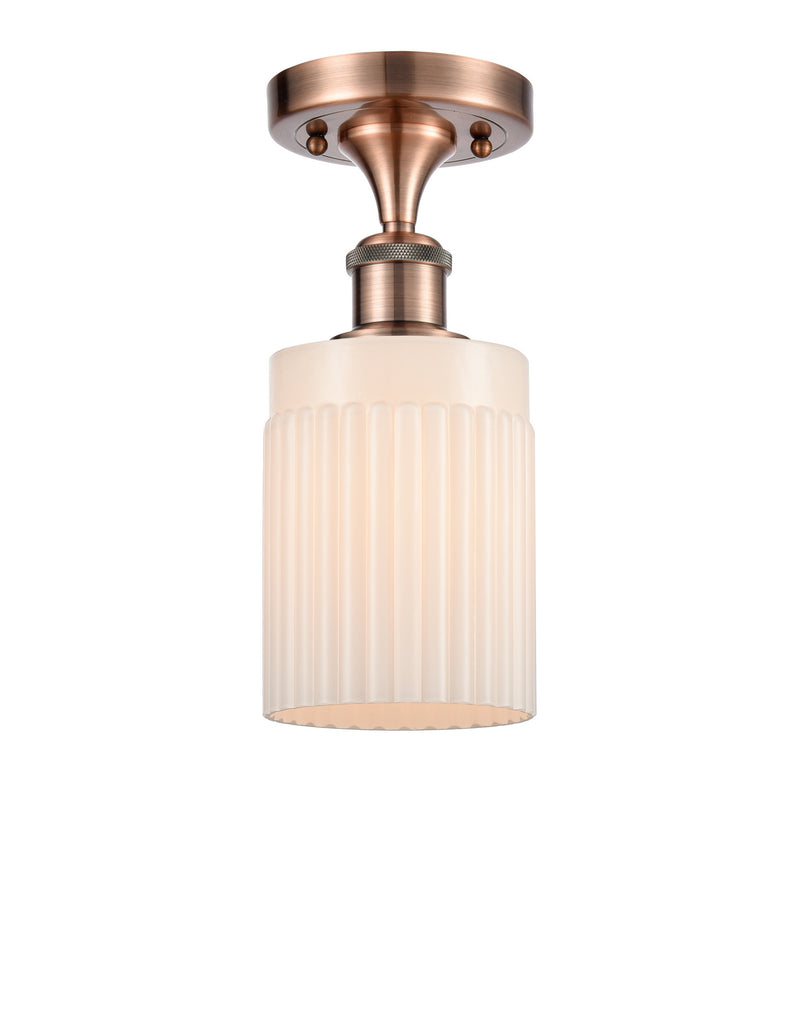 Innovations 516-1C-AC-G341 One Light Semi-Flush Mount, Antique Copper