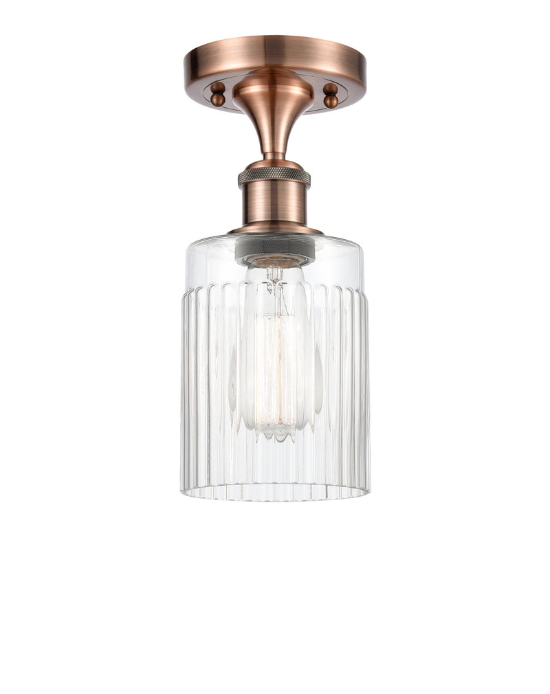 Innovations 516-1C-AC-G342 One Light Semi-Flush Mount, Antique Copper