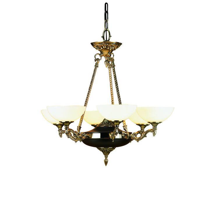 Framburg 8406 FB Six Light Chandelier, French Brass