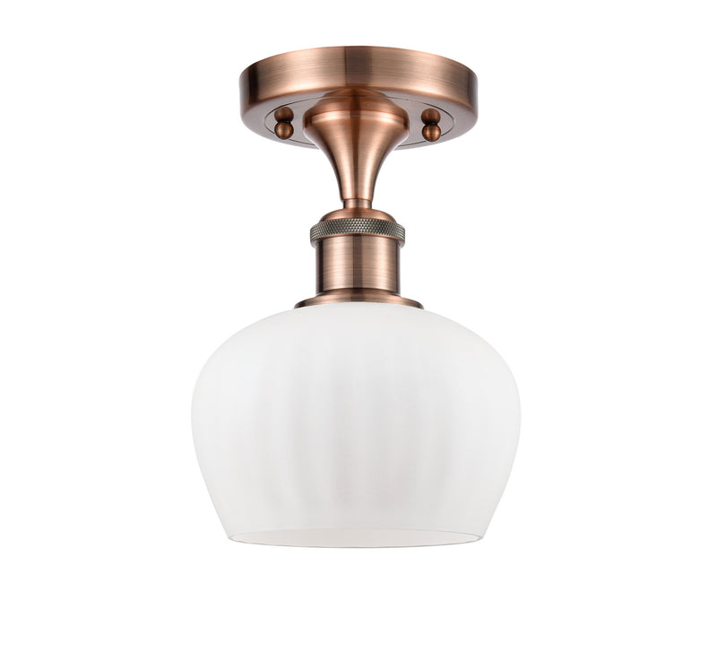 Innovations 516-1C-AC-G91 One Light Semi-Flush Mount, Antique Copper