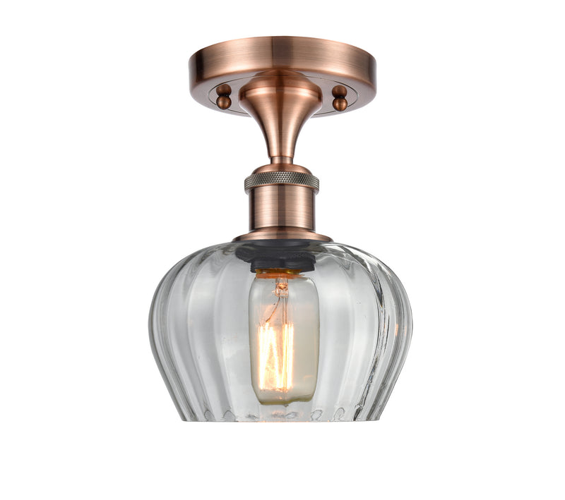 Innovations 516-1C-AC-G92 One Light Semi-Flush Mount, Antique Copper