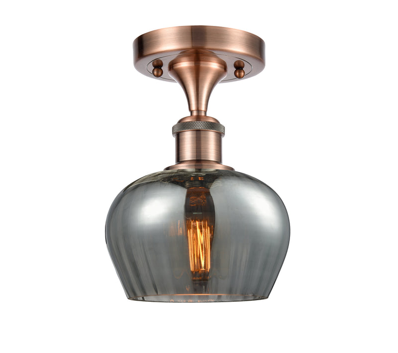 Innovations 516-1C-AC-G93 One Light Semi-Flush Mount, Antique Copper
