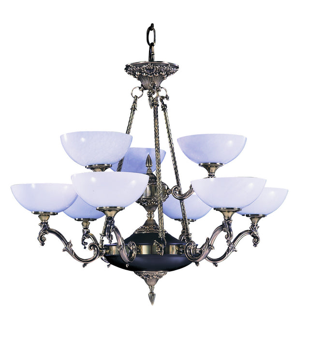Framburg 8409 FB Nine Light Chandelier, French Brass