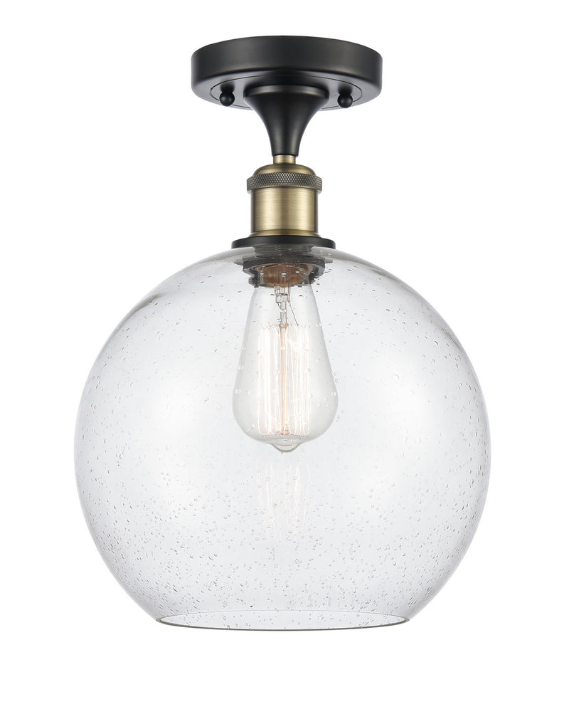 Innovations 516-1C-BAB-G124-10 One Light Semi-Flush Mount, Black Antique Brass