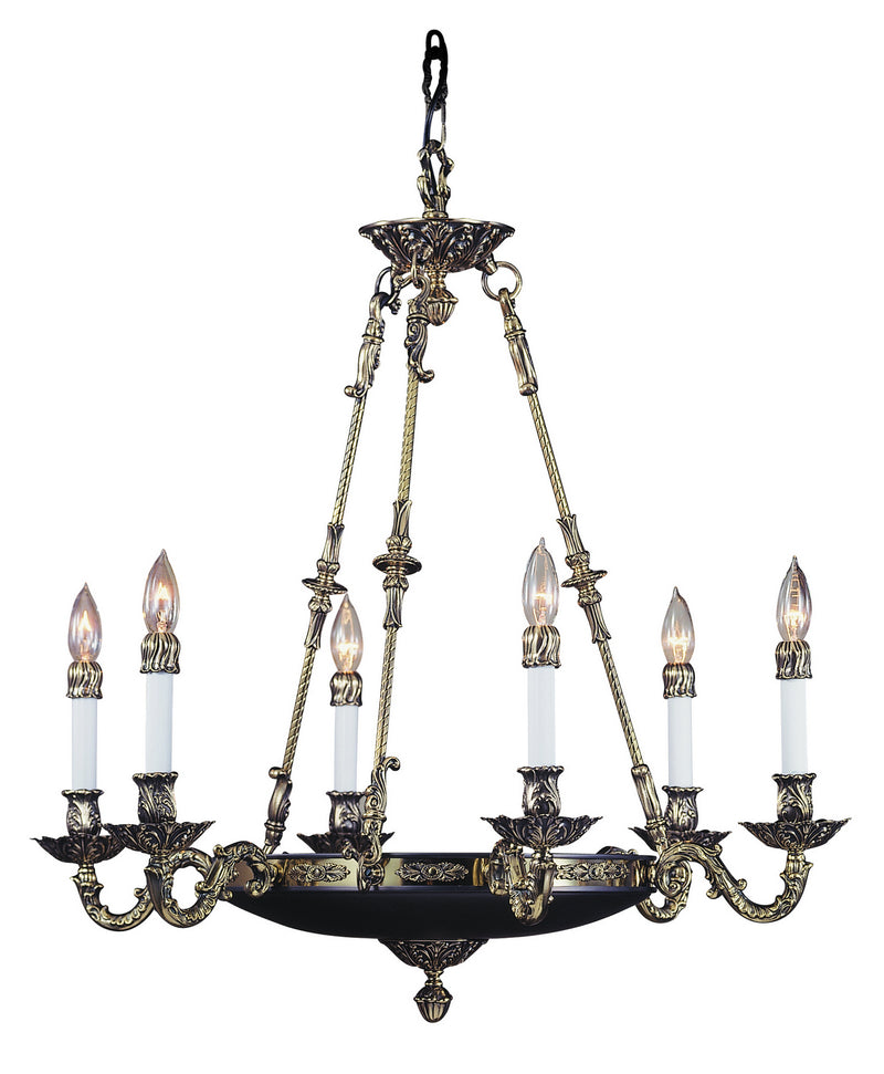 Framburg 8706 FB Six Light Chandelier, French Brass