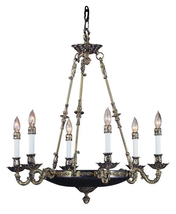 Framburg 8706 FB Six Light Chandelier, French Brass