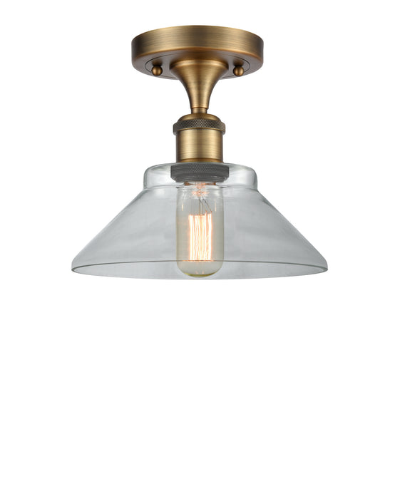 Innovations 516-1C-BB-G132 One Light Semi-Flush Mount, Brushed Brass