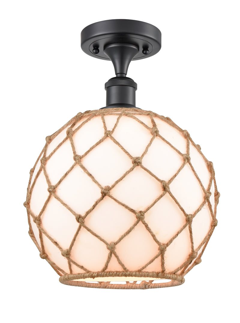 Innovations 516-1C-BK-G121-10RB One Light Semi-Flush Mount, Matte Black