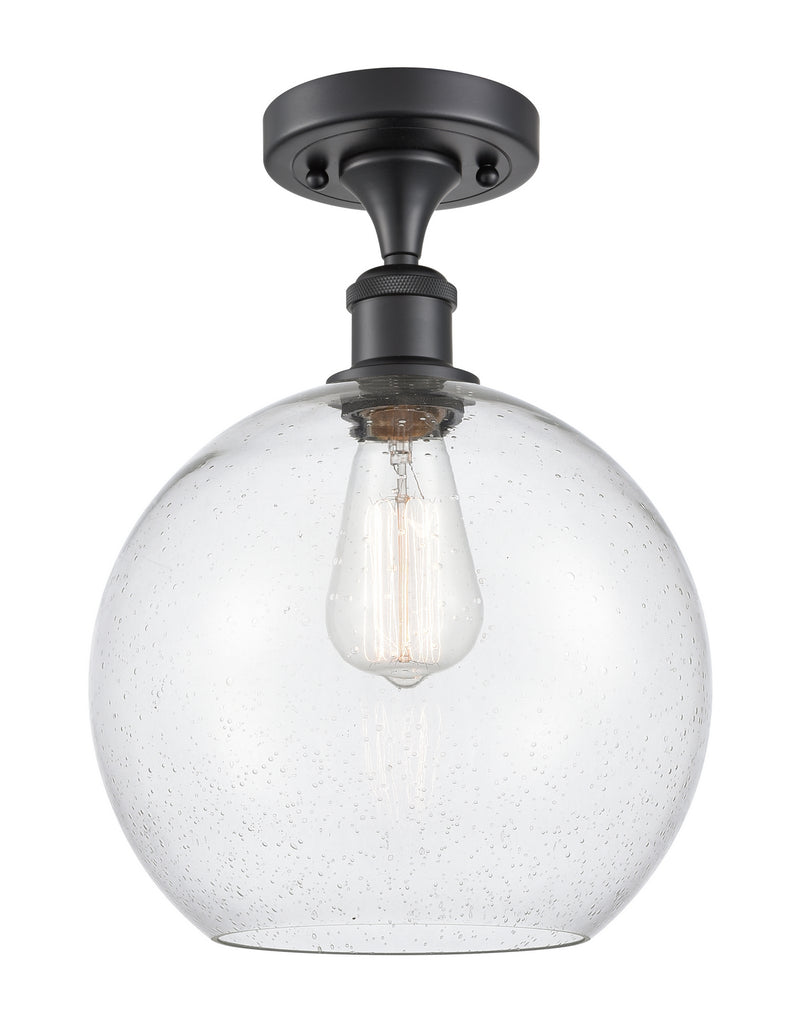 Innovations 516-1C-BK-G124-10 One Light Semi-Flush Mount, Matte Black