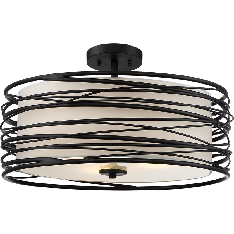 Quoizel SPL1720K Three Light Semi-Flush Mount, Mystic Black