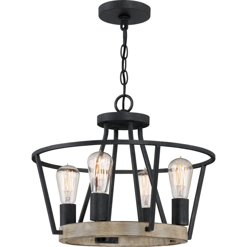 Quoizel BRT2817GK Four Light Pendant, Grey Ash