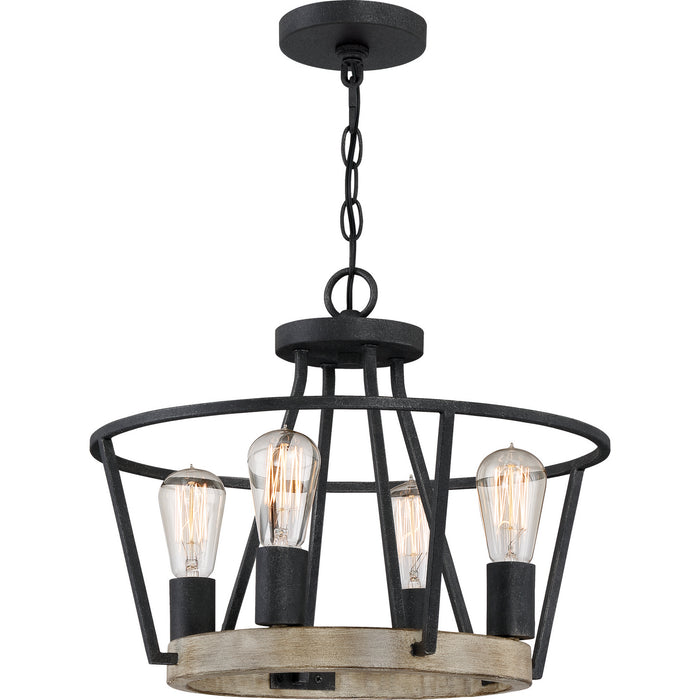 Quoizel BRT2817GK Four Light Pendant, Grey Ash