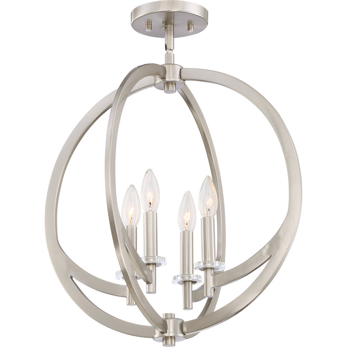 Quoizel ON1718BN Four Light Semi-Flush Mount, Brushed Nickel