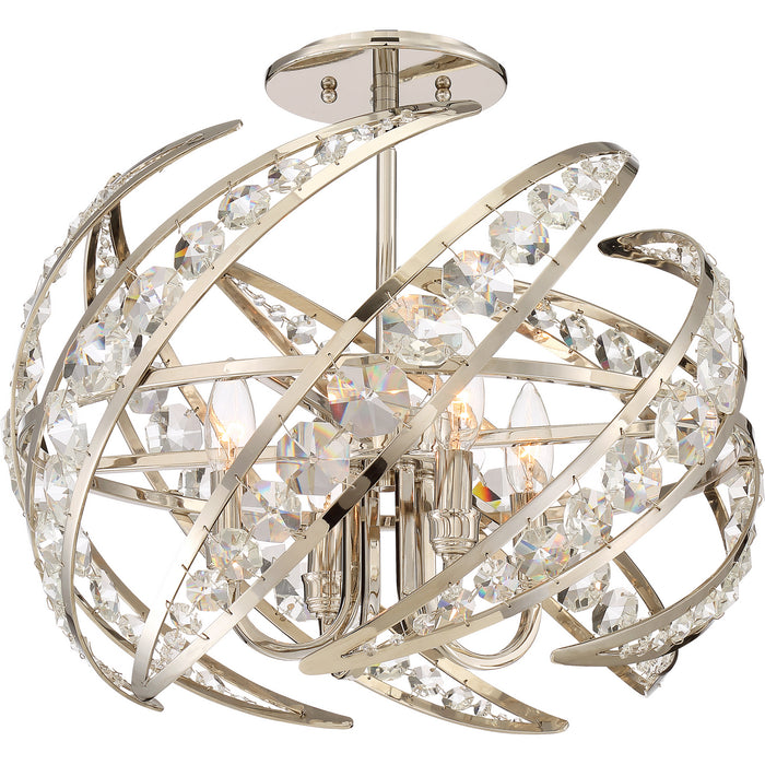 Quoizel PCCN1718PK Four Light Semi-Flush Mount, Polished Nickel