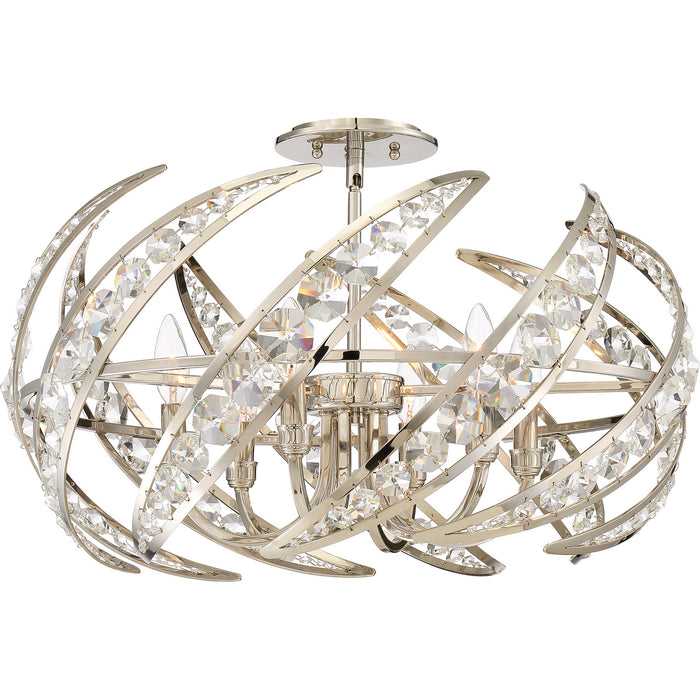 Quoizel PCCN1724PK Six Light Semi-Flush Mount, Polished Nickel