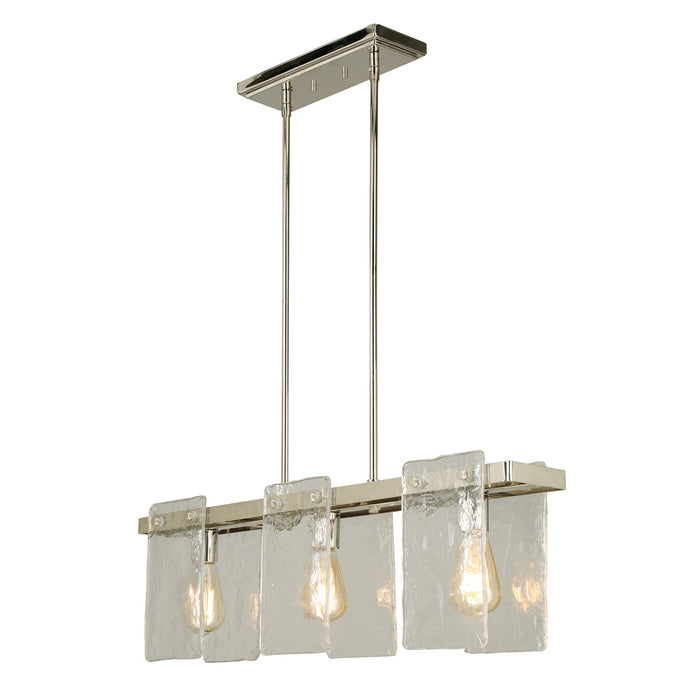 Eglo USA 203996A Three Light Linear Pendant, Polished Nickel