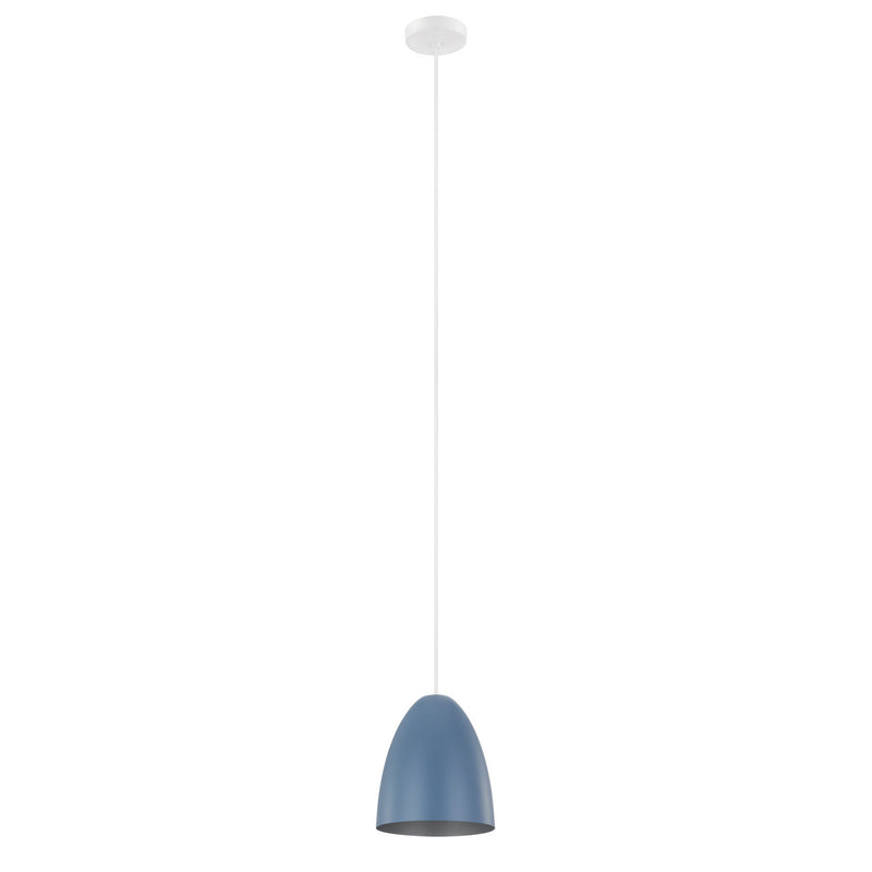 Eglo USA 204084A One Light Pendant, Pastel Dark Blue, Silver