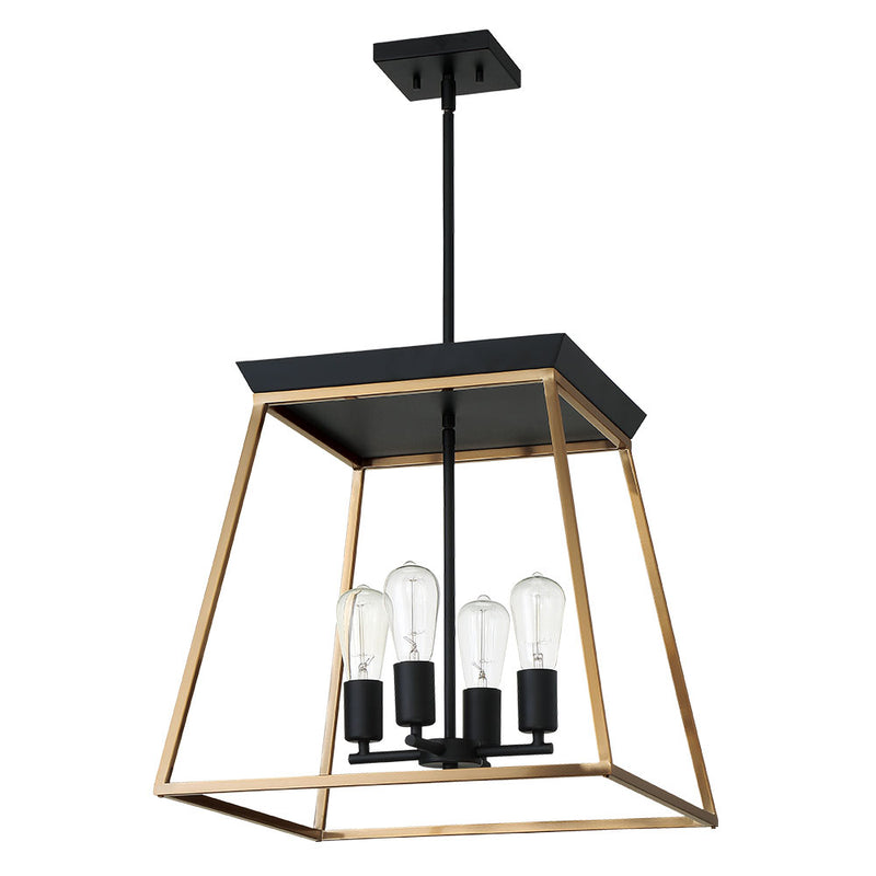 Eglo USA 204595A Four Light Pendant, Brushed Gold & Matte Black
