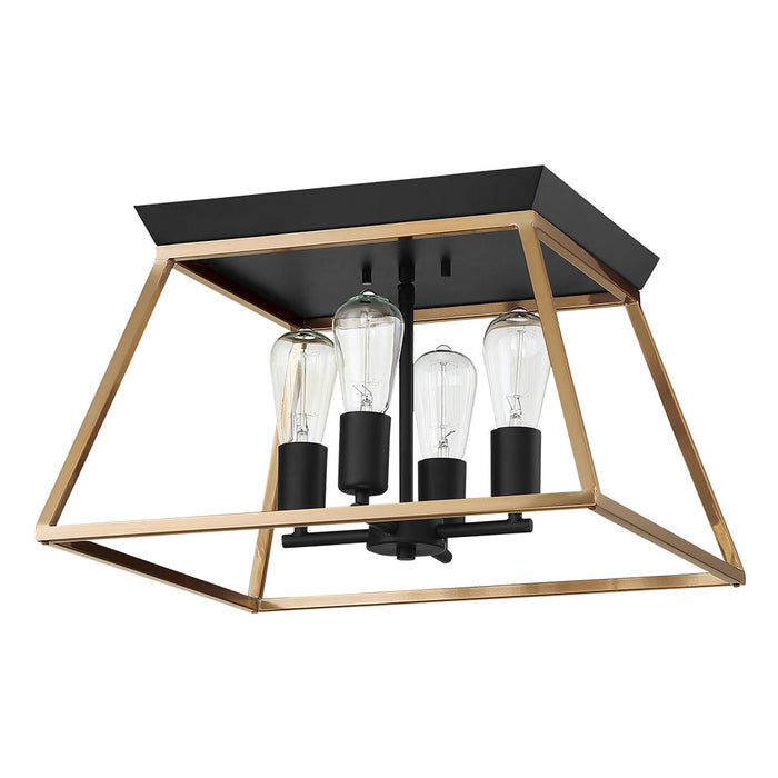 Eglo USA 204599A Four Light Ceiling Mount, Brushed Gold & Matte Black
