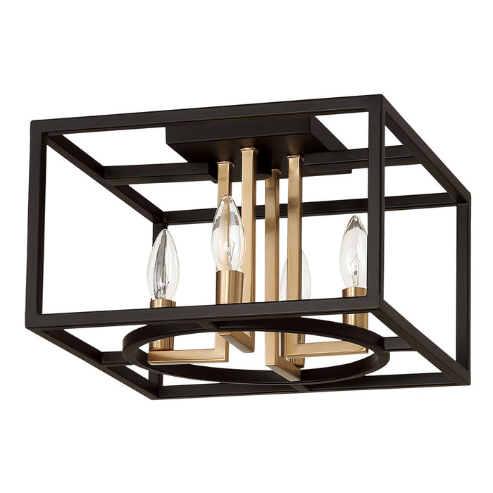 Eglo USA 204604A Four Light Ceiling Mount, Black & Brushed Gold