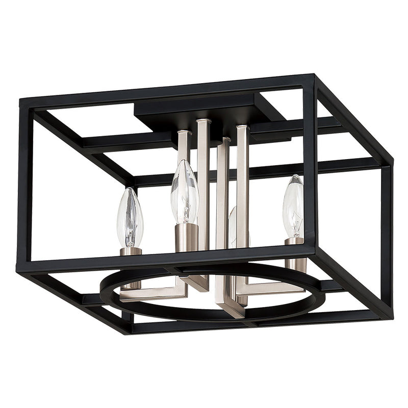 Eglo USA 204605A Four Light Ceiling Mount, Black & Brushed nickel