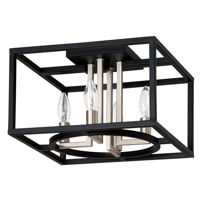Eglo USA 204605A Four Light Ceiling Mount, Black & Brushed nickel