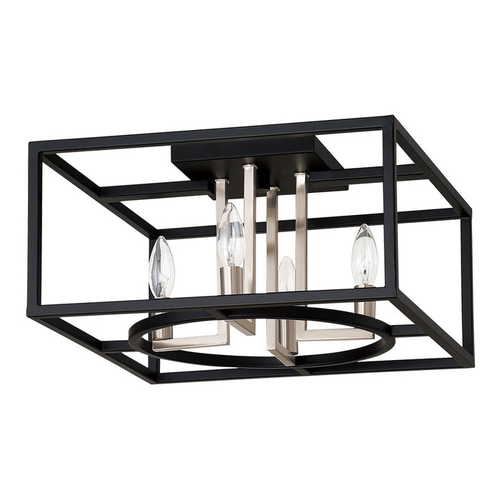 Eglo USA 204607A Four Light Ceiling Mount, Black & Brushed nickel