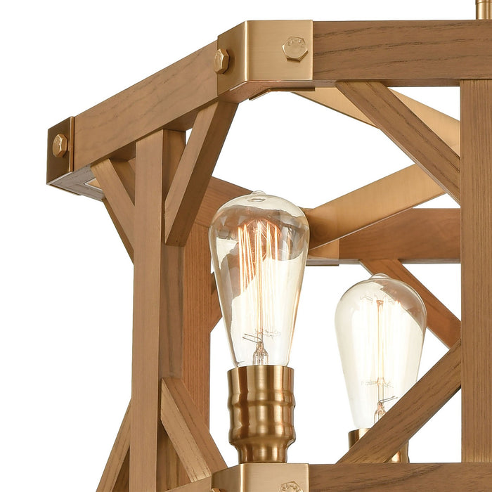 ELK Home 33323/4 Four Light Chandelier, Satin Brass