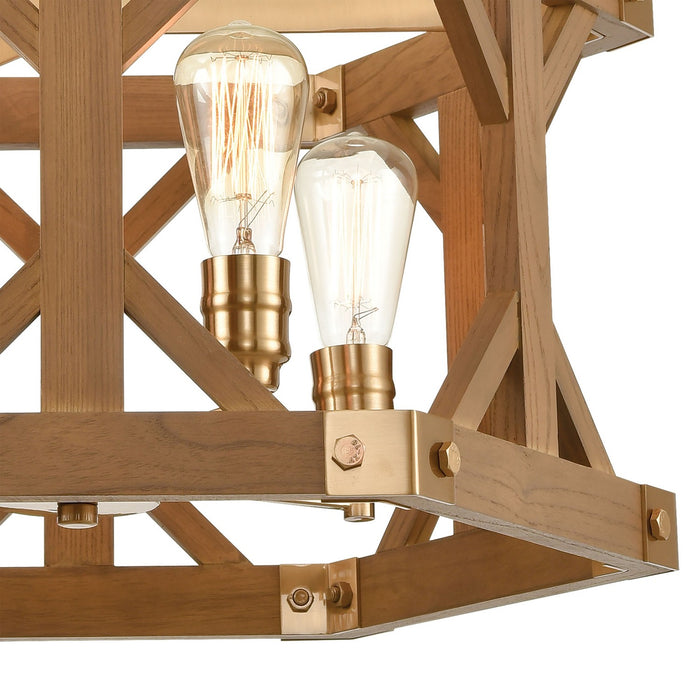 ELK Home 33323/4 Four Light Chandelier, Satin Brass