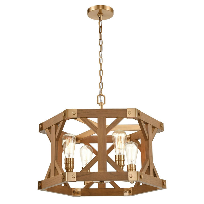 ELK Home 33323/4 Four Light Chandelier, Satin Brass