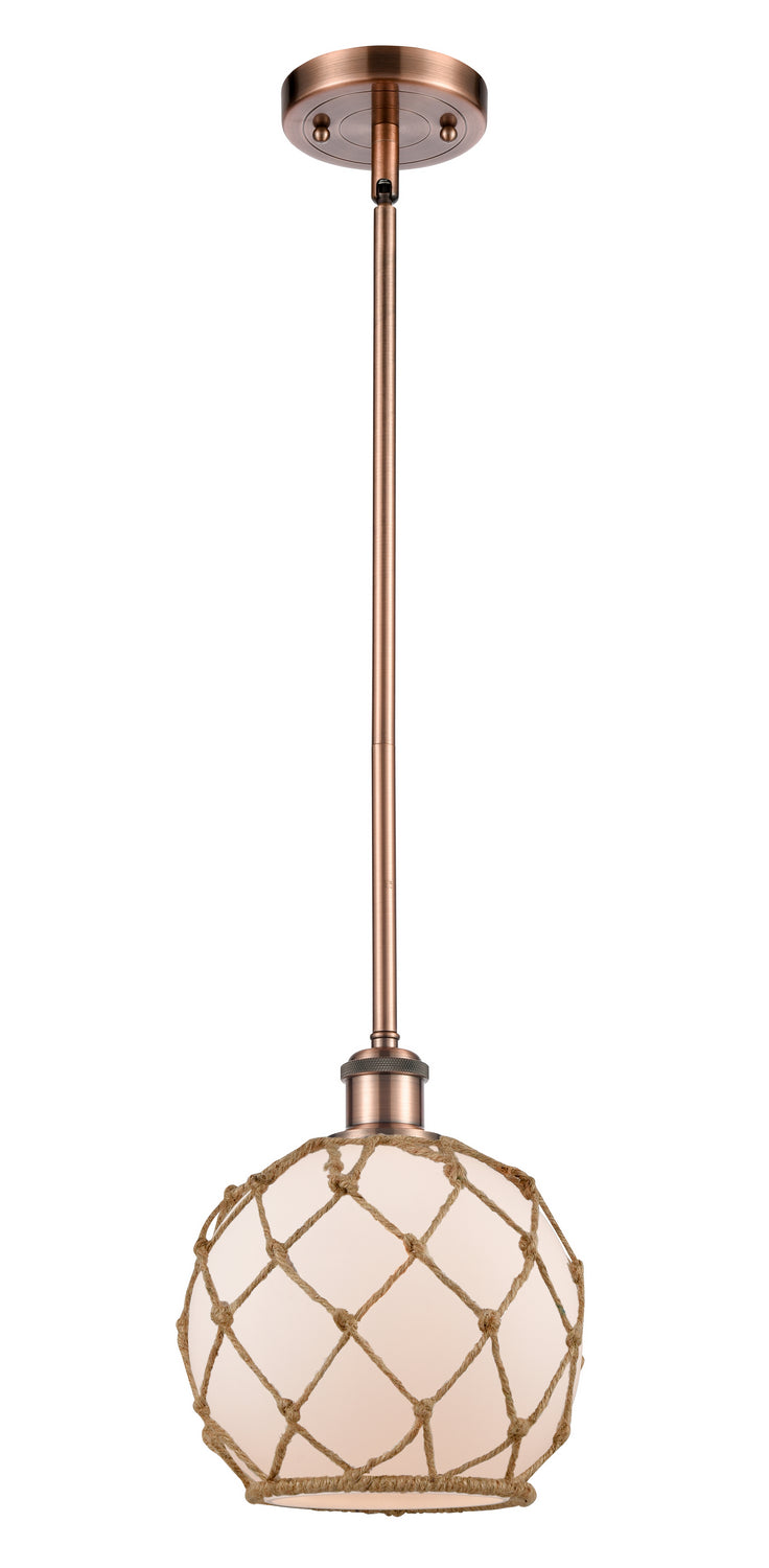 Innovations 516-1S-AC-G121-8RB One Light Mini Pendant, Antique Copper