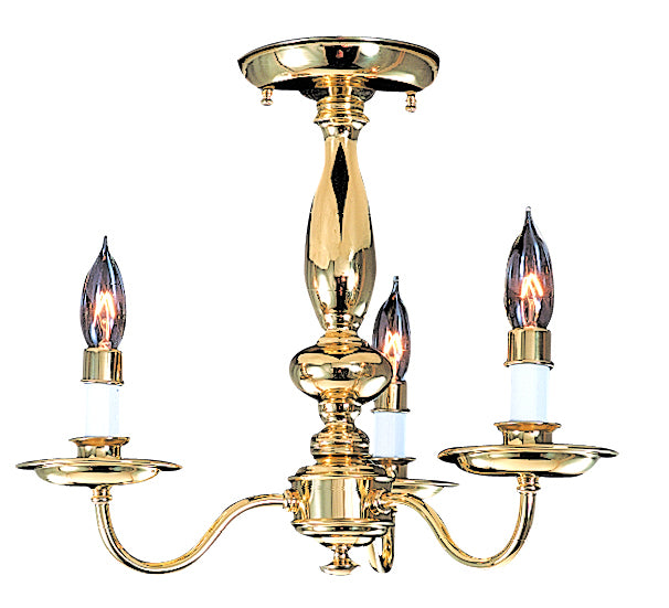 Framburg 9133 PB Three Light Flush / Semi-Flush Mount, Polished Brass