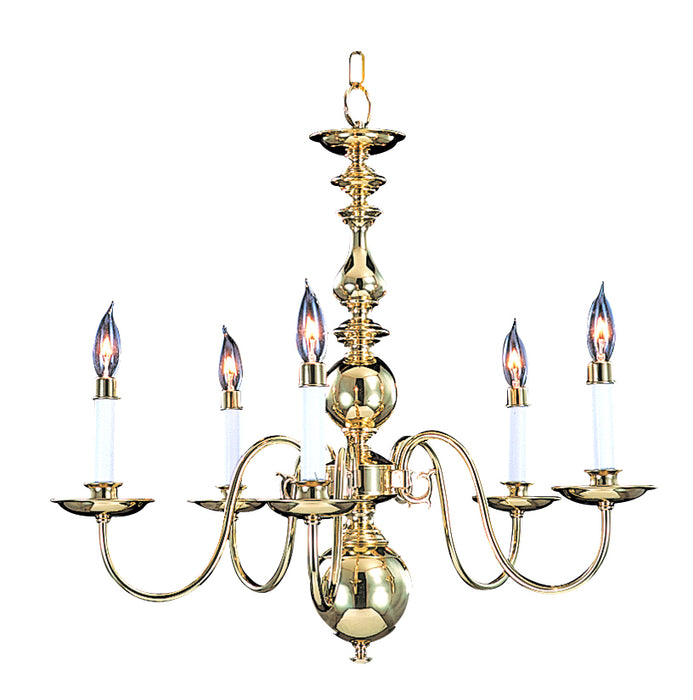 Framburg 9126 PB Five Light Chandelier, Polished Brass