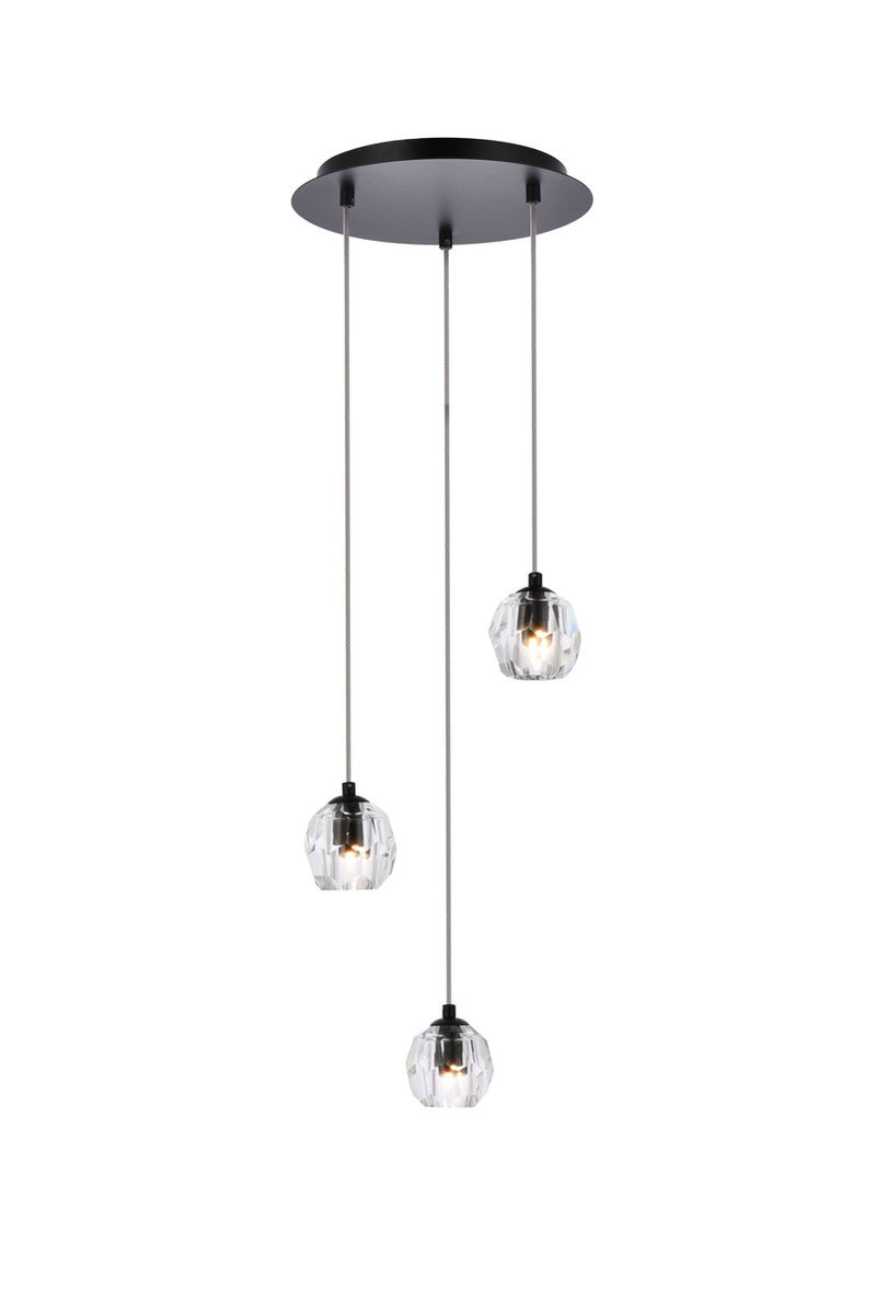 Elegant Lighting 3505D12BK LED Pendant, Black