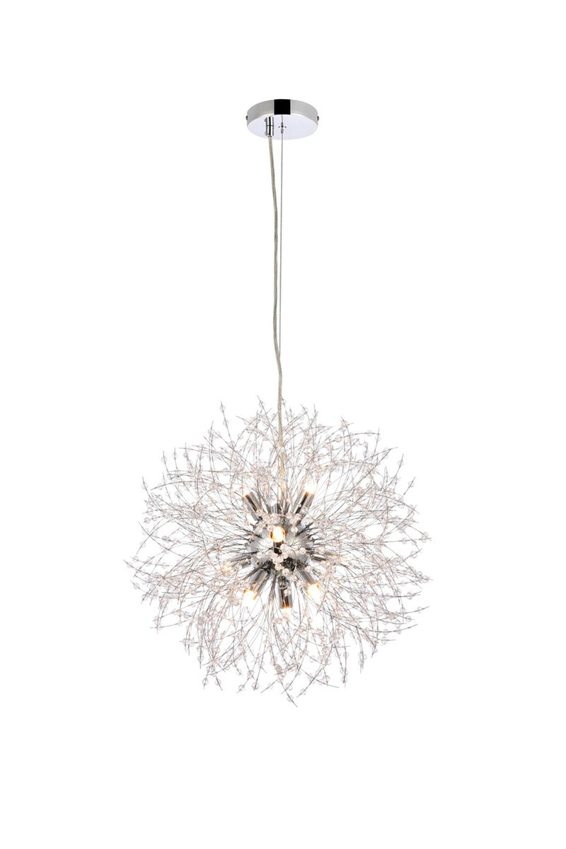 Elegant Lighting 3507D18C Nine Light Pendant, Chrome