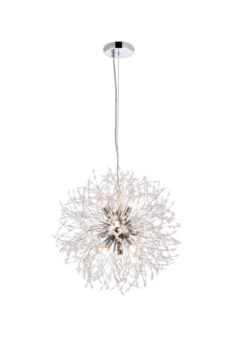 Elegant Lighting 3507D18C Nine Light Pendant, Chrome