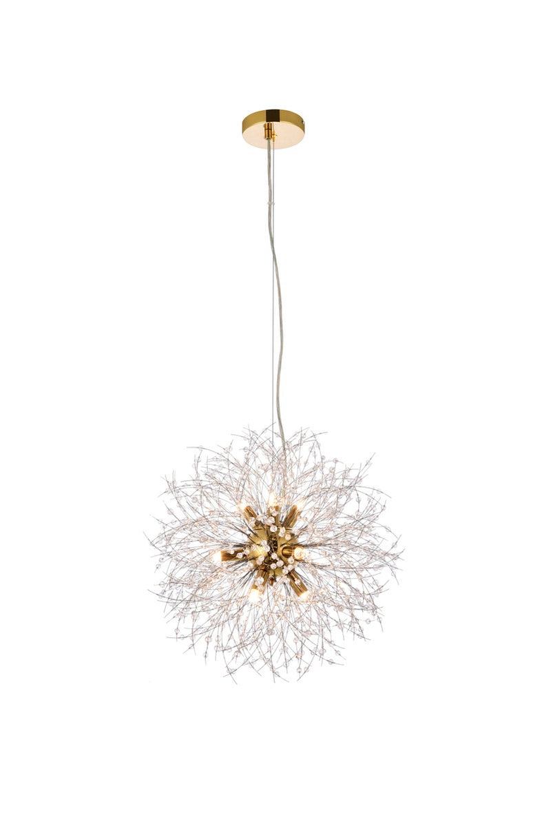 Elegant Lighting 3507D18G Nine Light Pendant, Gold