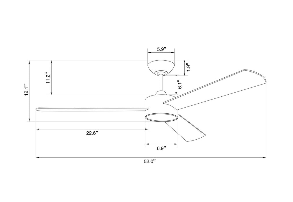 Beacon Lighting 21064201 52``Ceiling Fan, Matt Black