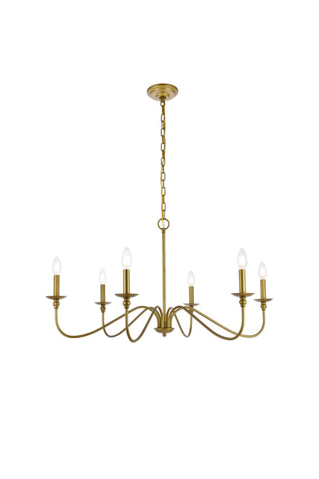 Elegant Lighting LD5006D36BR Six Lights Chandelier, Brass