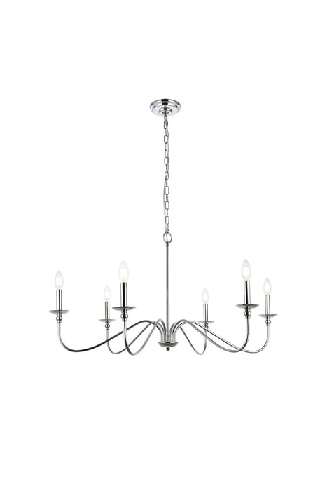 Elegant Lighting LD5006D36PN Six Lights Chandelier, Polished Nickel