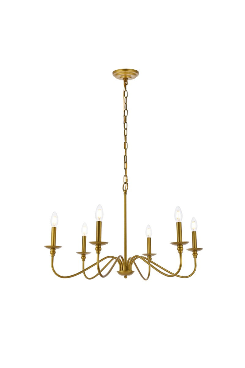 Elegant Lighting LD5056D30BR Six Light Chandelier, Brass