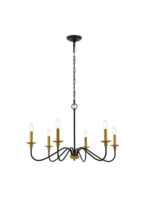 Elegant Lighting LD5056D30BRB Six Light Chandelier, brass