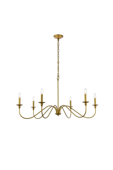Elegant Lighting LD5056D42BR Six Light Chandelier, Brass