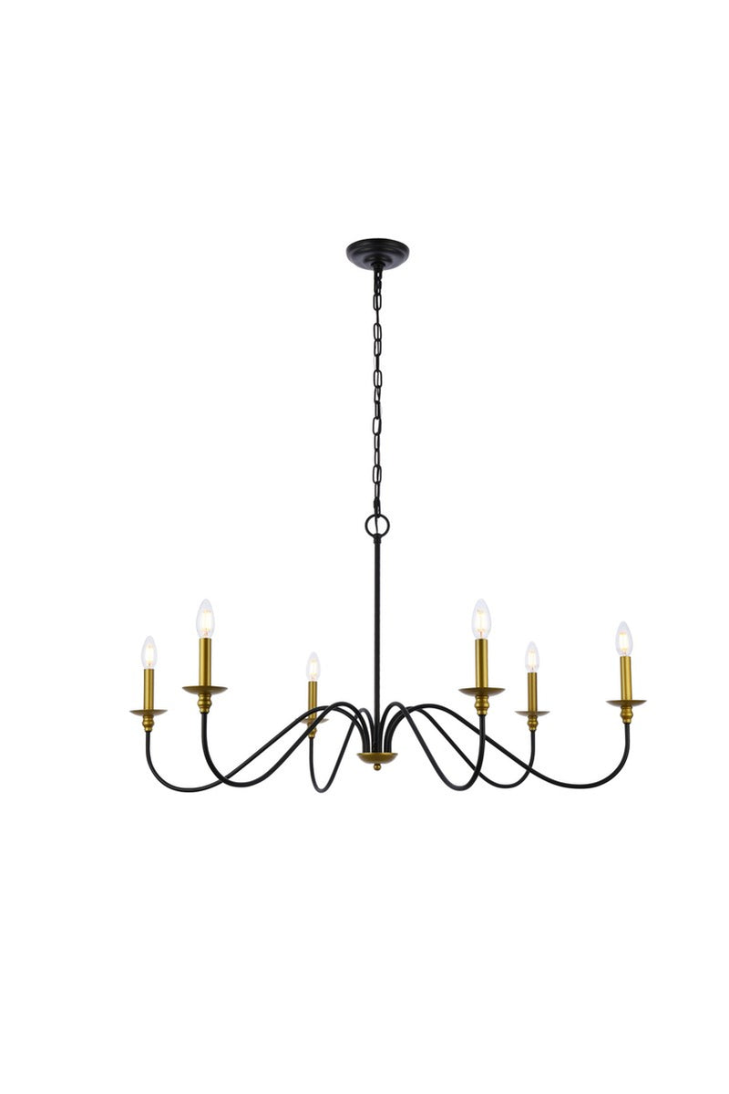Elegant Lighting LD5056D42BRB Six Light Chandelier, brass