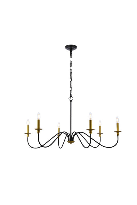 Elegant Lighting LD5056D42BRB Six Light Chandelier, brass