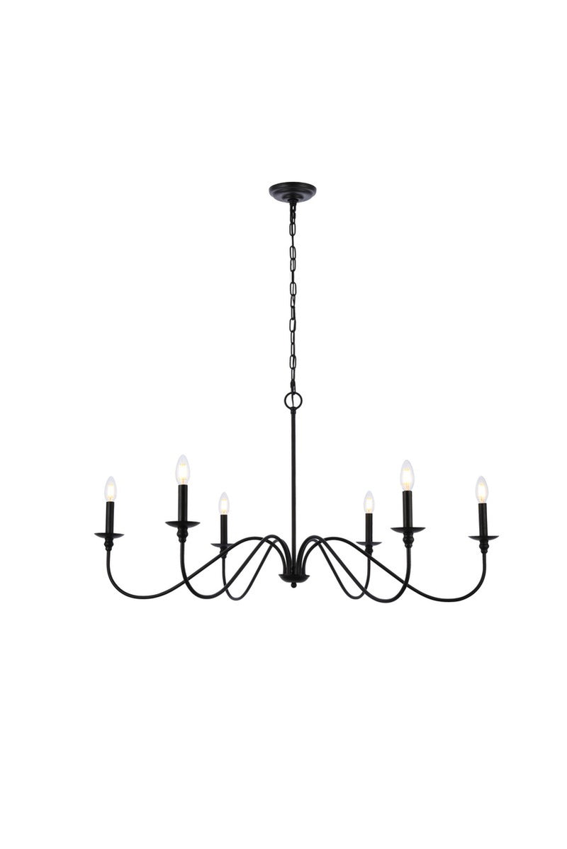 Elegant Lighting LD5056D42MB Six Light Chandelier, Matte Black