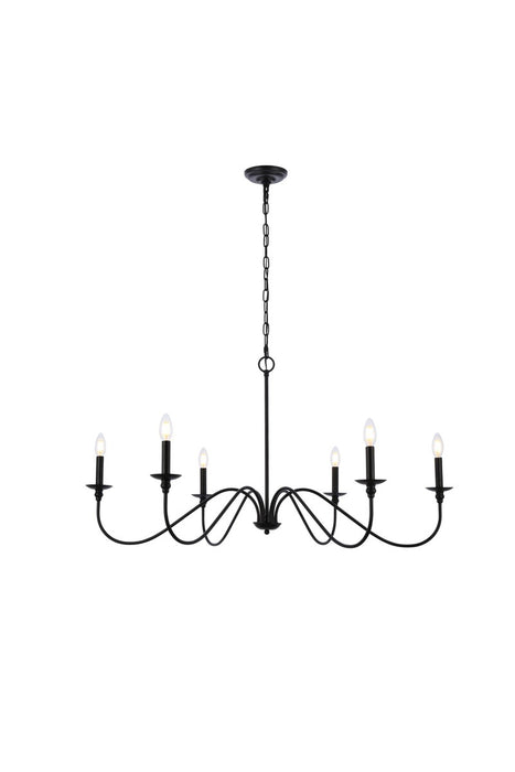 Elegant Lighting LD5056D42MB Six Light Chandelier, Matte Black