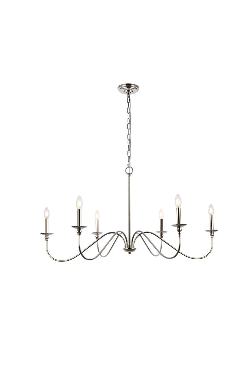 Elegant Lighting LD5056D42PN Six Light Chandelier, Polished Nickel